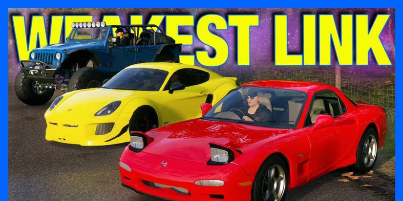 red car, yellow car and a truck about to race