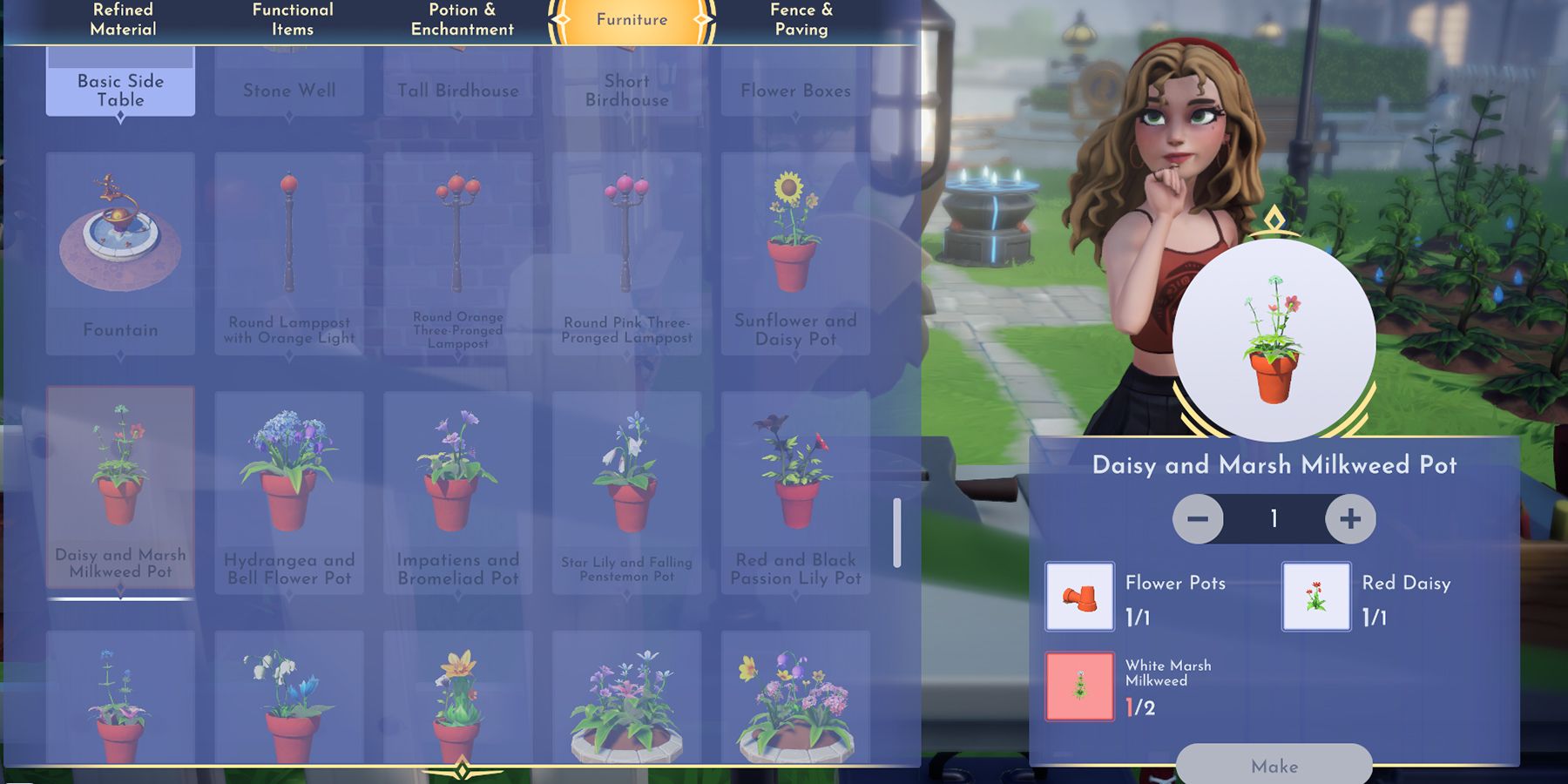 where to use red daisy in disney dreamlight valley