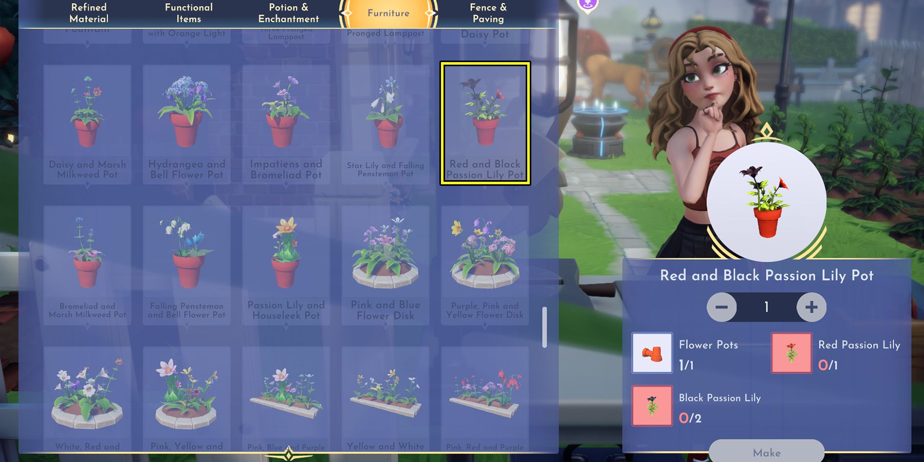 where to use red passion lily in disney dreamlight valley