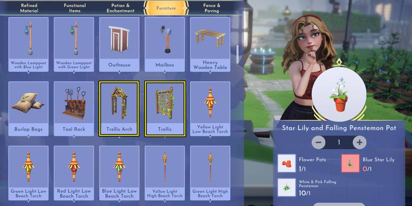 where to use white and pink falling penstemon in disney dreamlight valley