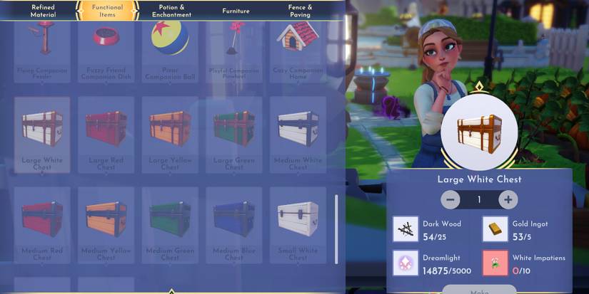 where to use white impatiens in disney dreamlight valley