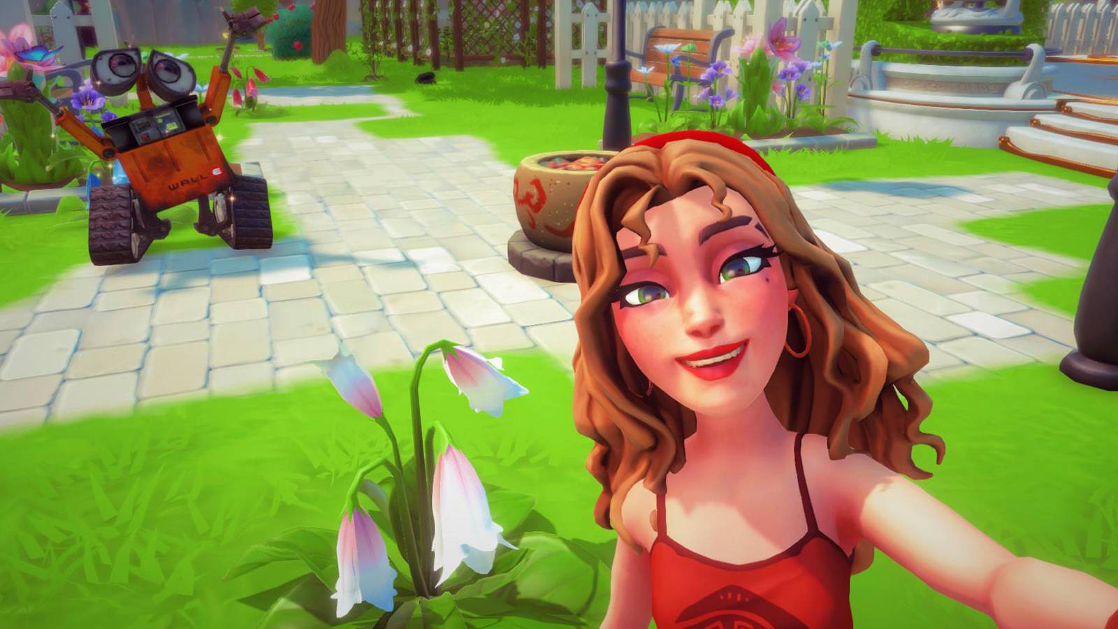 white and pink falling penstemon in disney dreamlight valley