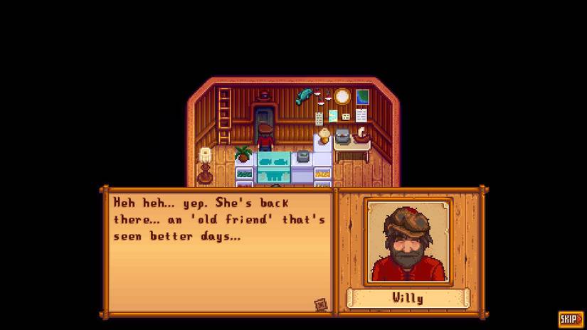 A screenshot of Stardew Valley fisherman Willy