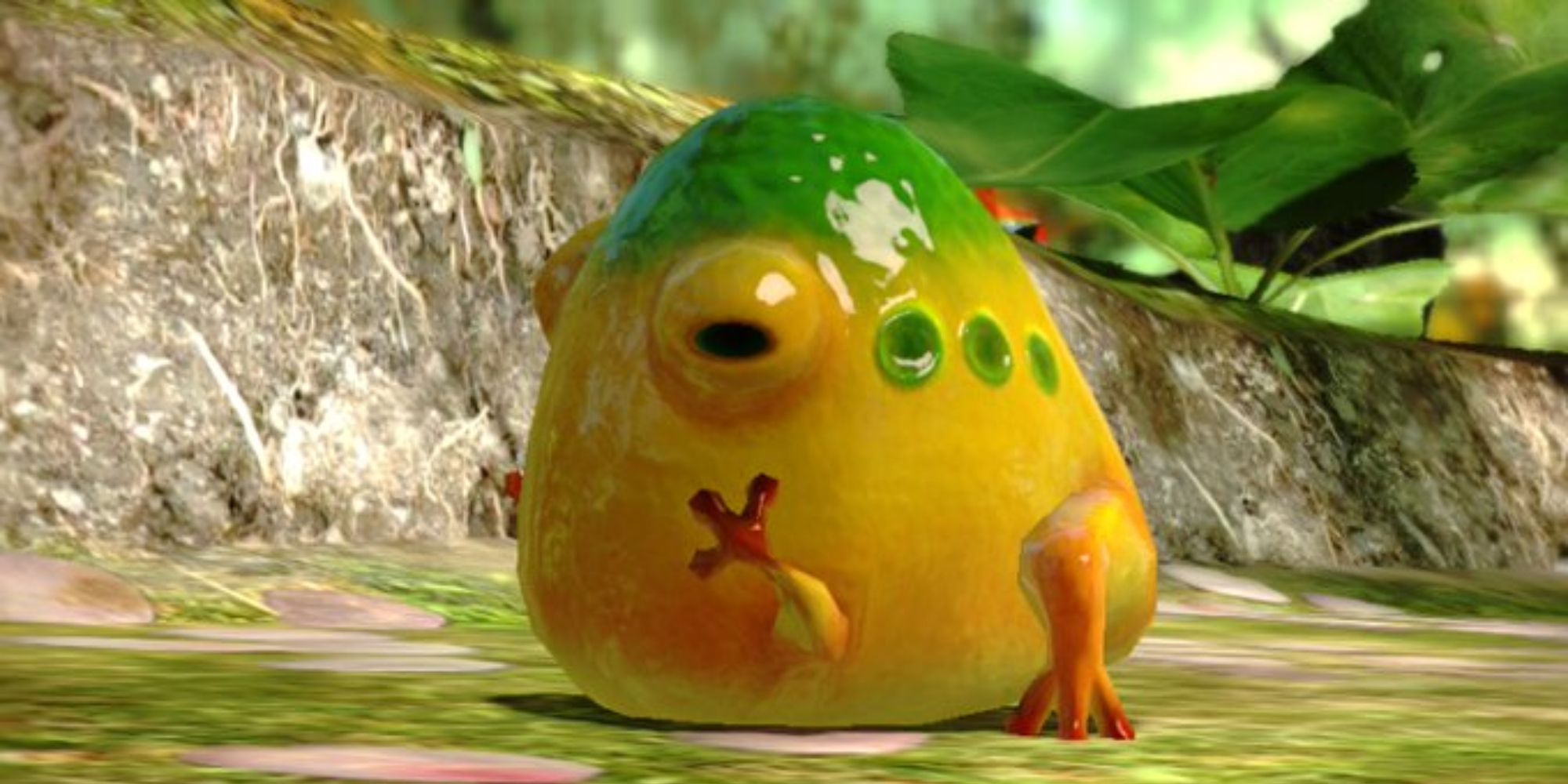 An image of a Wollywog from Pikmin, a large frog-like enemy.