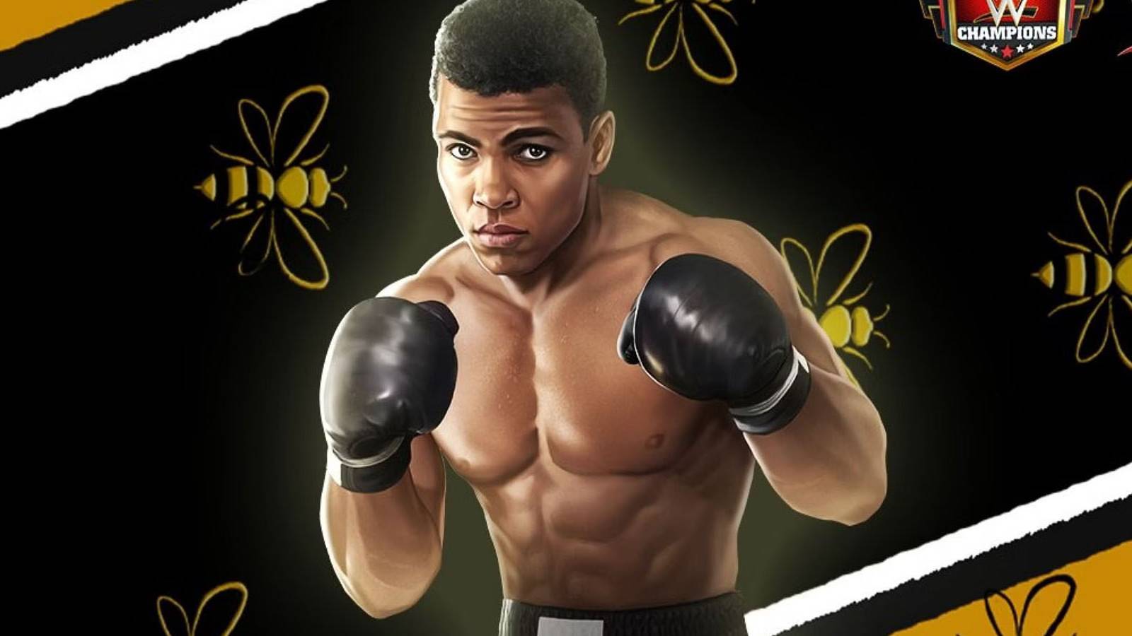 A promotional image of Muhammad Ali in WWE Champions.