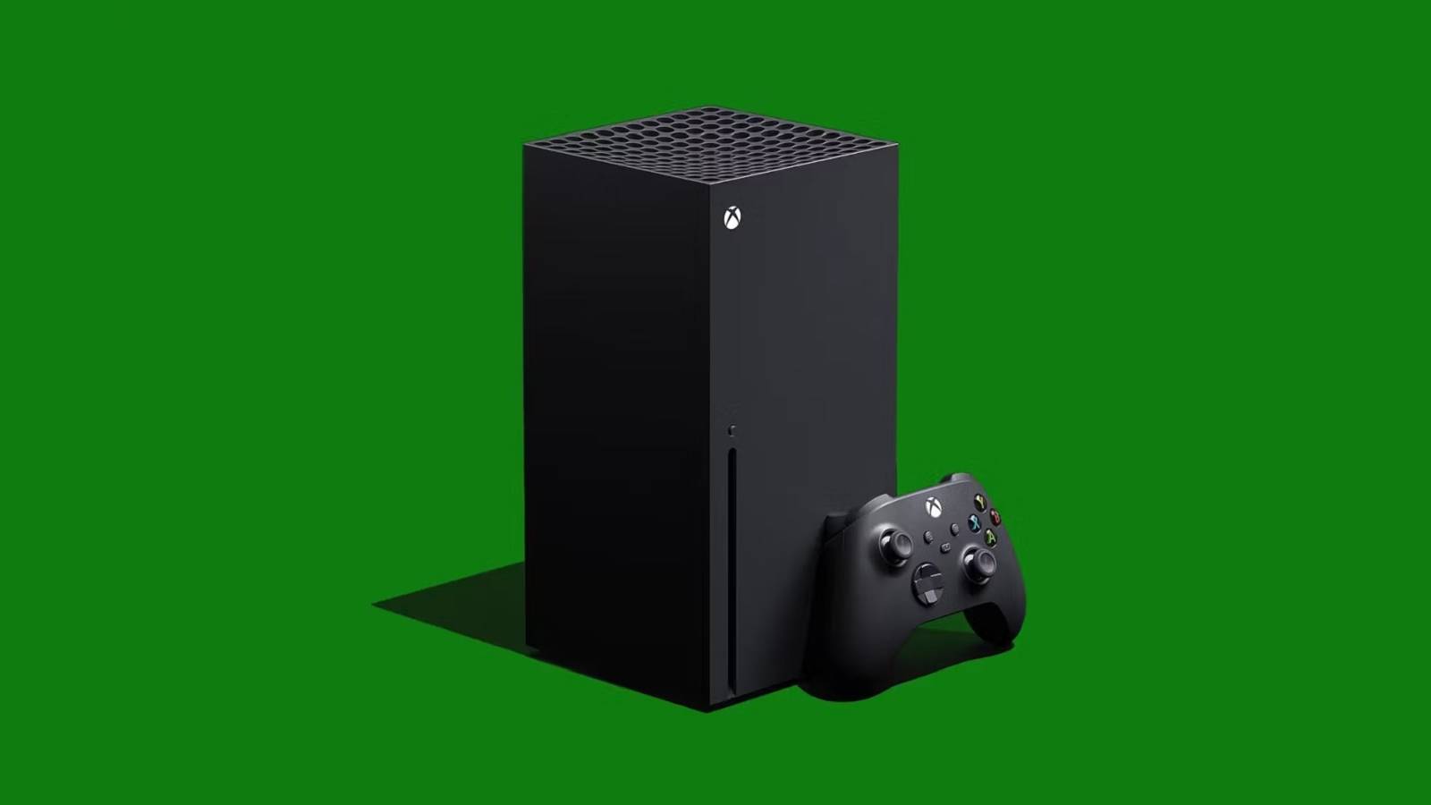 xbox series x console with green background