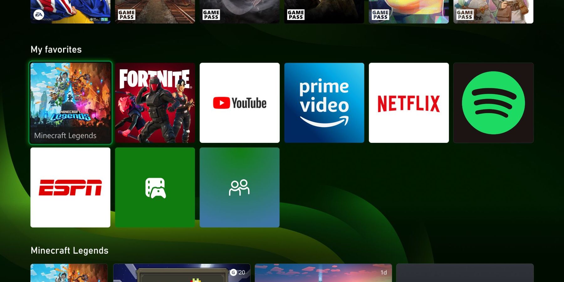 xbox my favorites ui update