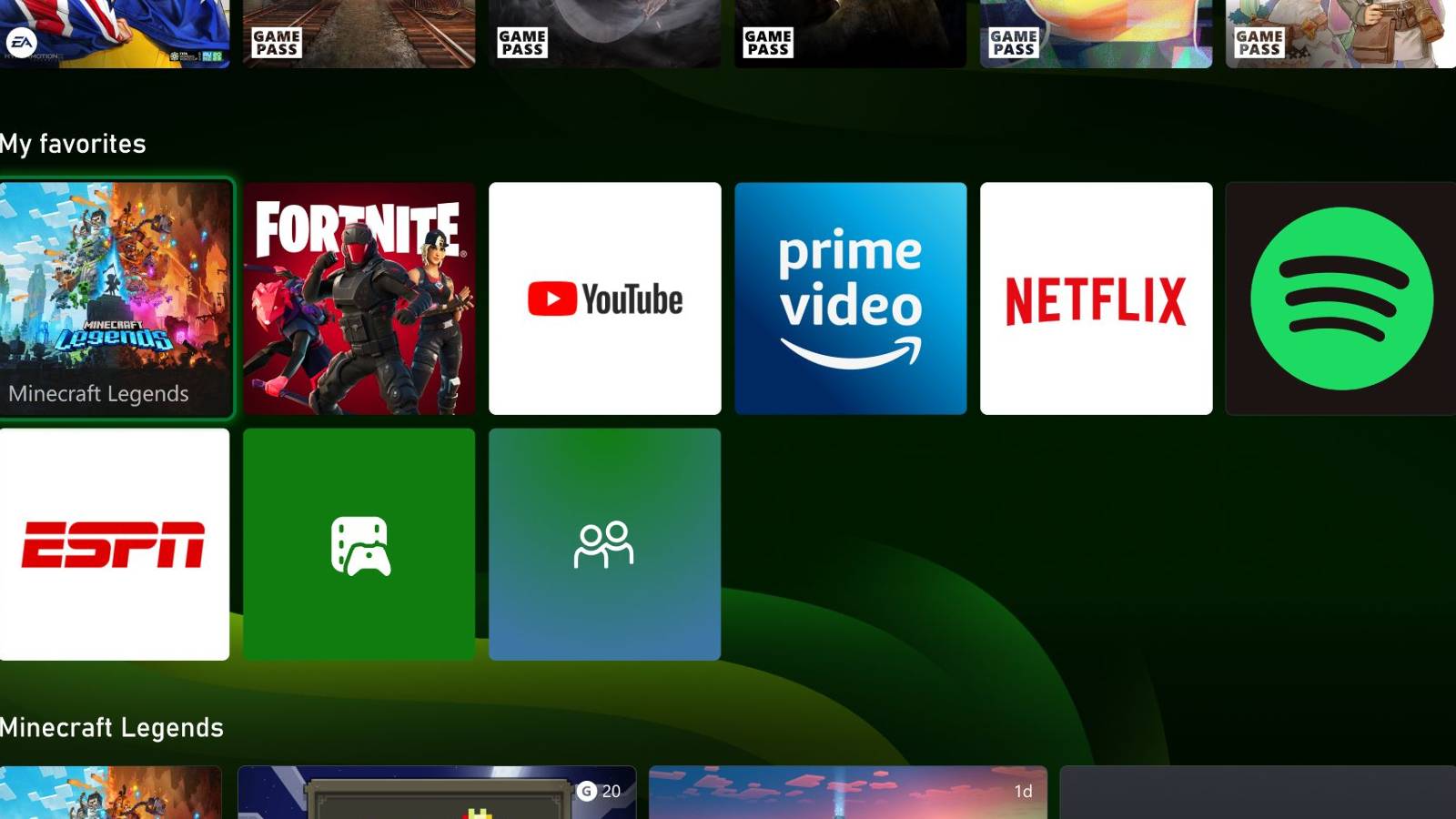 xbox my favorites ui update