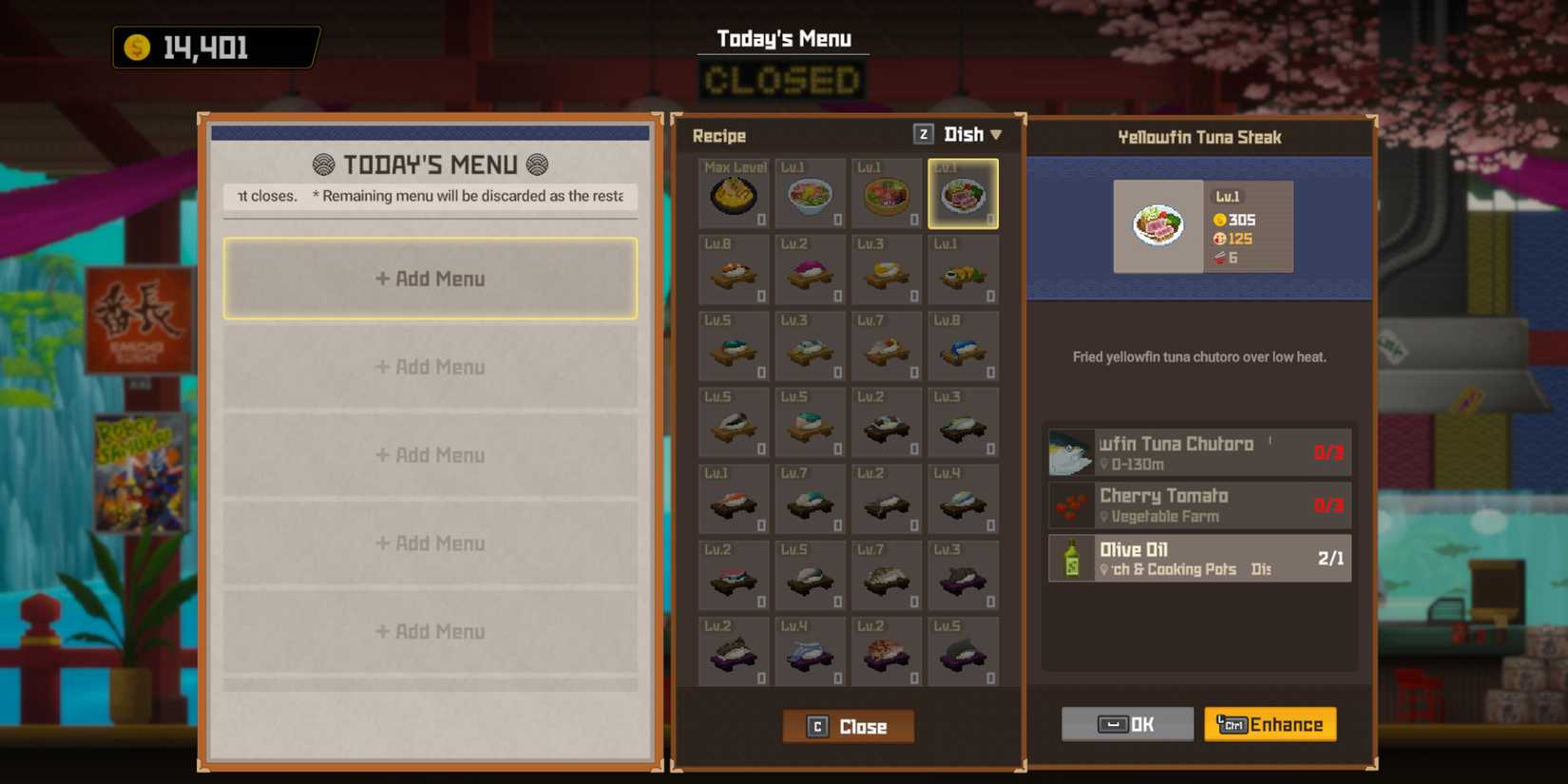 The recipe for Yellowfin Tuna Steak in Dave The Diver