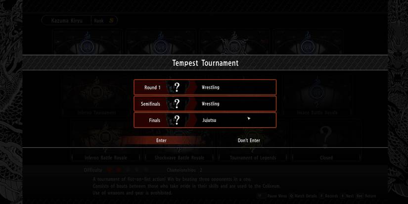 Tempest Tournament in Yakuza Kiwami 2's Coliseum.