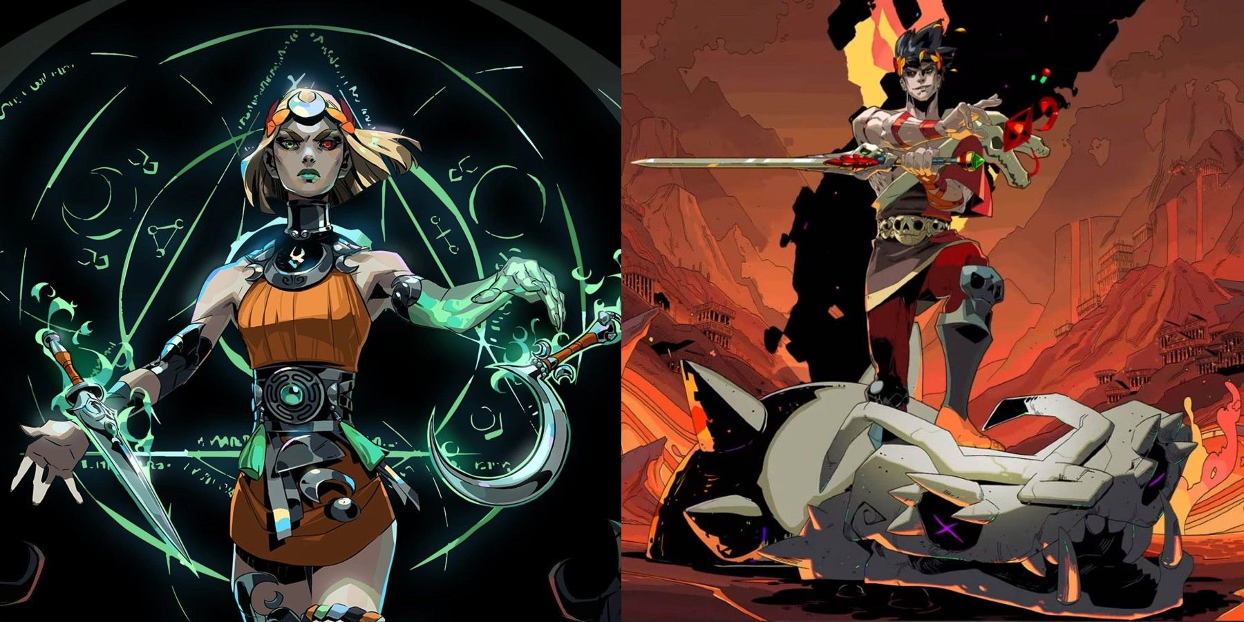 Key art of Zagreus from Hades and Melinoe from Hades 2