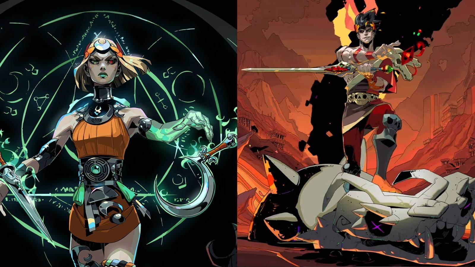 Key art of Zagreus from Hades and Melinoe from Hades 2