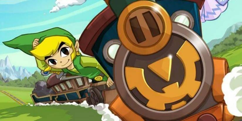 Link riding the Spirit Tracks train.