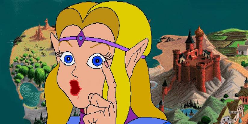 Zelda over the map in The Wand Of Gamelon