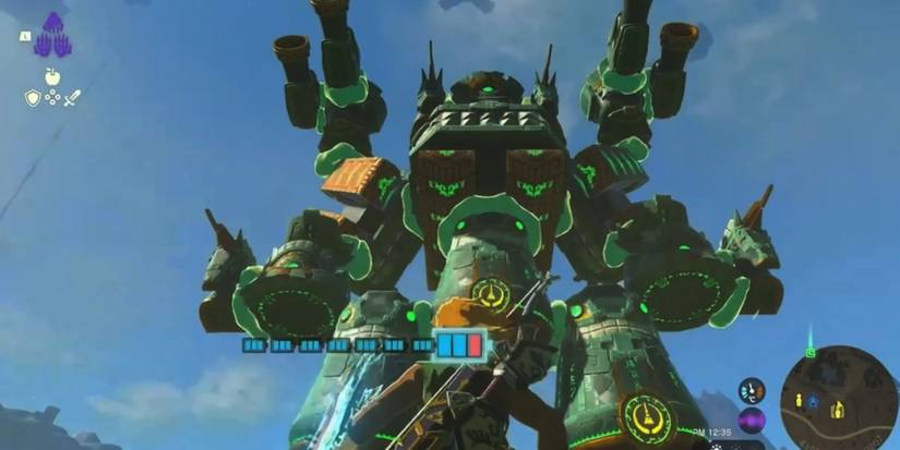 Zelda Tears of the Kingdom - Looking Up At An Overly Complex Mech Build