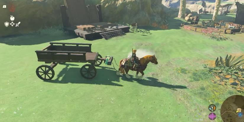 Zelda Tears of the Kingdom - Towing A Cart With The Towing Harness