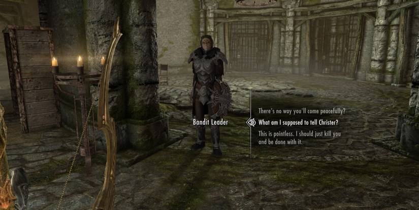 Speaking to Fjola the Bandit Leader in Skyrim