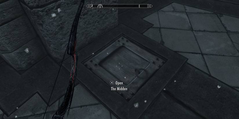 The trapdoor to The Midden in Skyrim