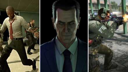 A grid showing the three Valve games Left 4 Dead, Half-Life: Alyx and Counter-Strike: Global Offensive
