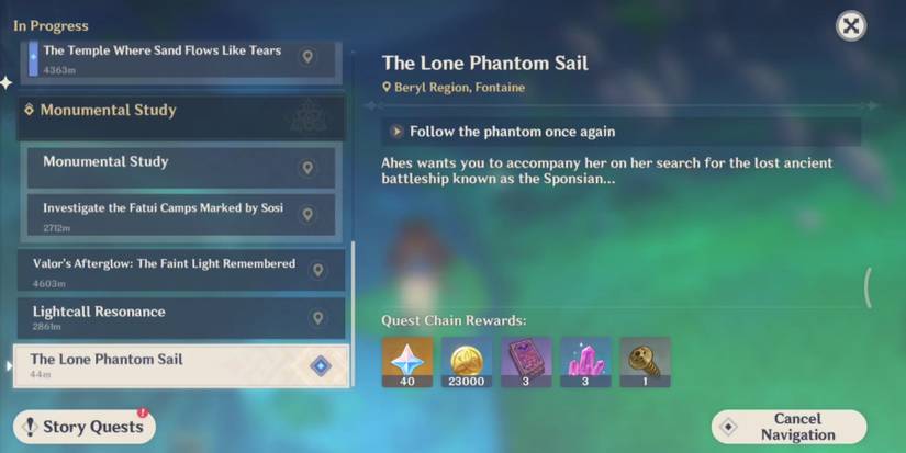 the lone phantom sail in genshin impact