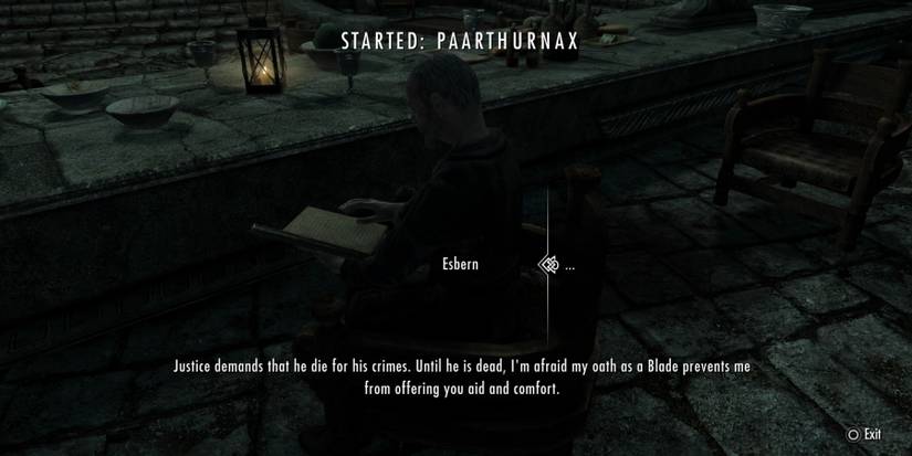 Speaking to Esbern in Skyrim
