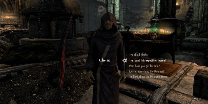 Speaking to Calcelmo in Skyrim