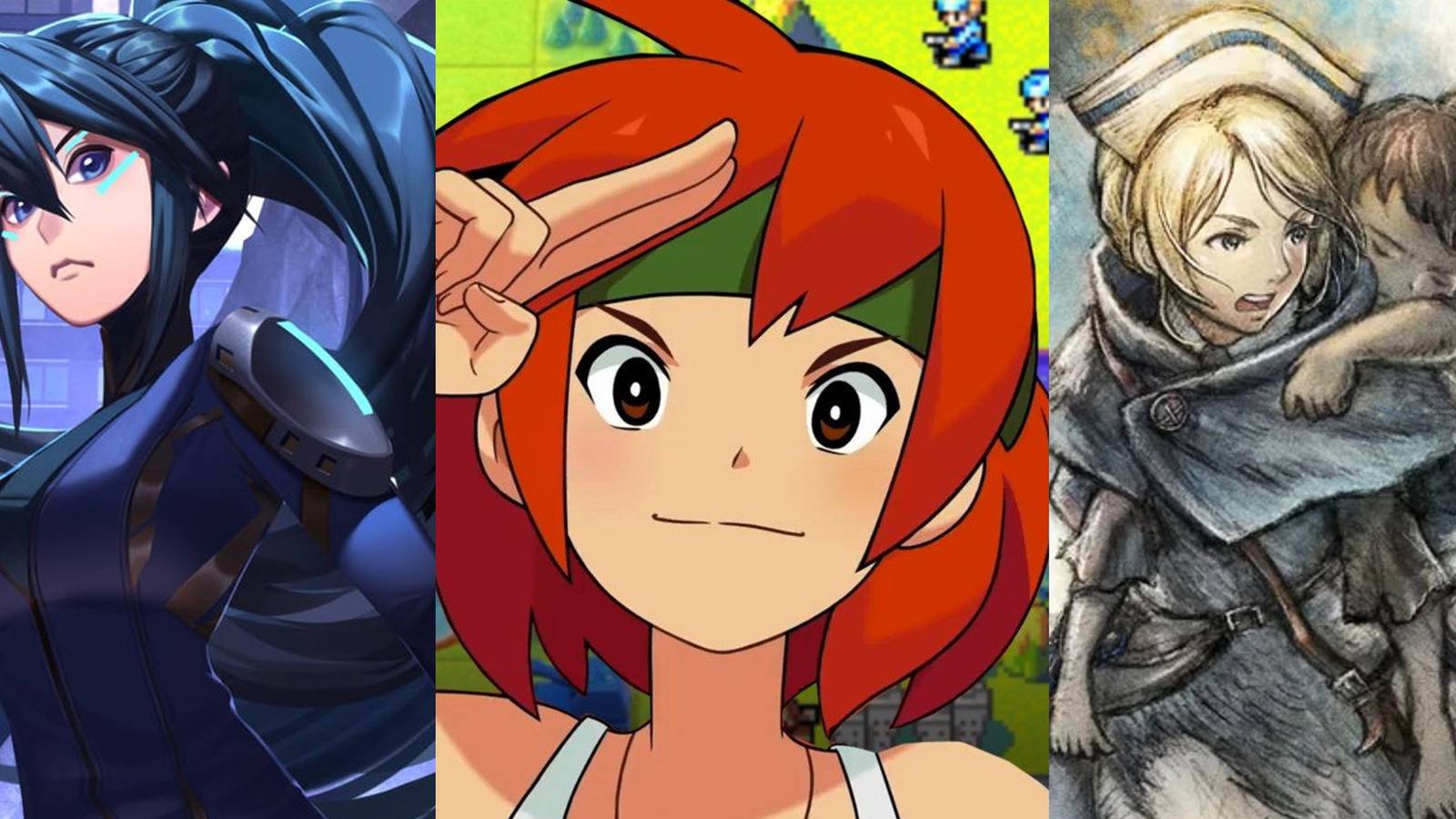 Ann in Anno: Mutationem; Sami in Advance Wars; Castti in Octopath Traveler 2 art