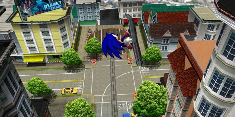 Sonic Soaring Through The Air On A Snowboard