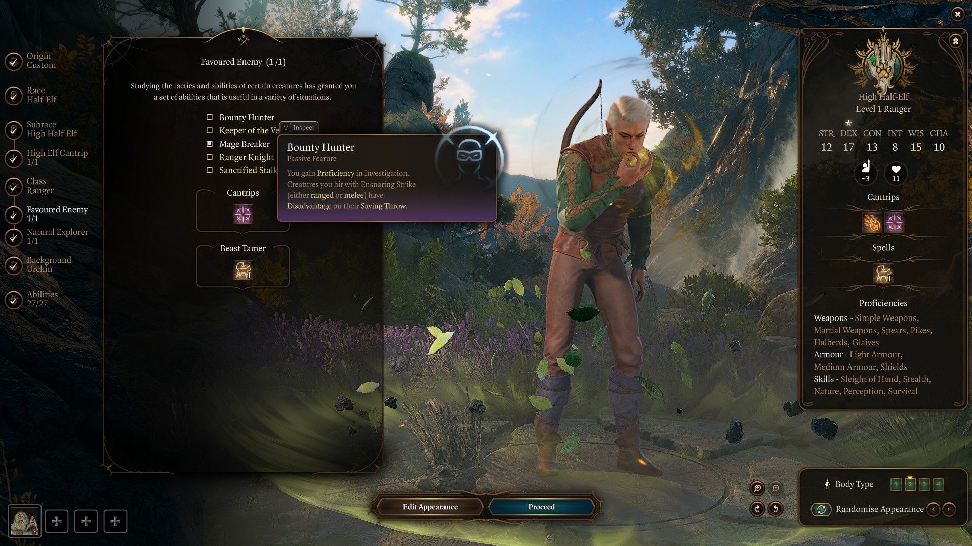Baldurs Gate 3 Beast Master Build Level Up Screen Bounty Hunter