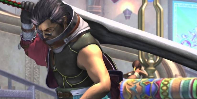 Auron Resting His Katana On His Back