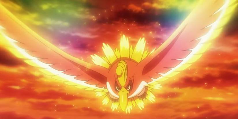 Ho-Oh Flying With Sparkling Feathers