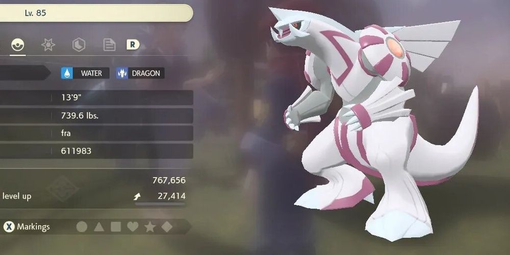 Estadísticas de Palkia en Pokémon Arceus