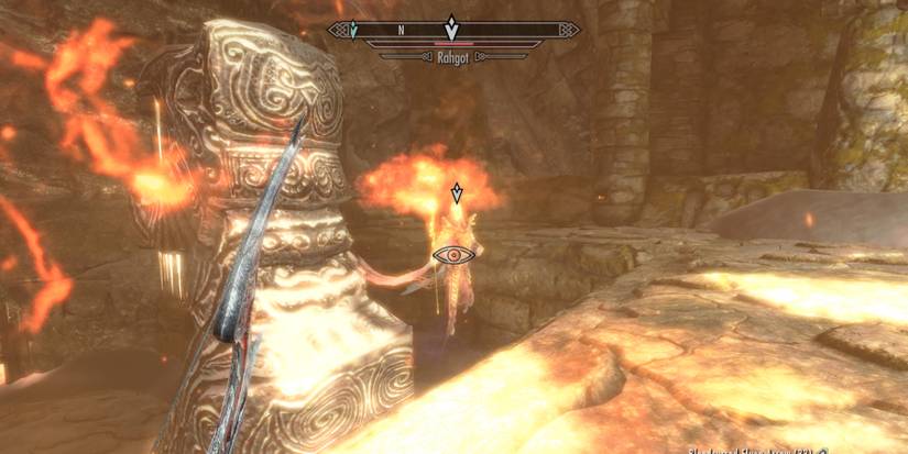 Fighting the Dragon Priest, Rahgot, in Skyrim