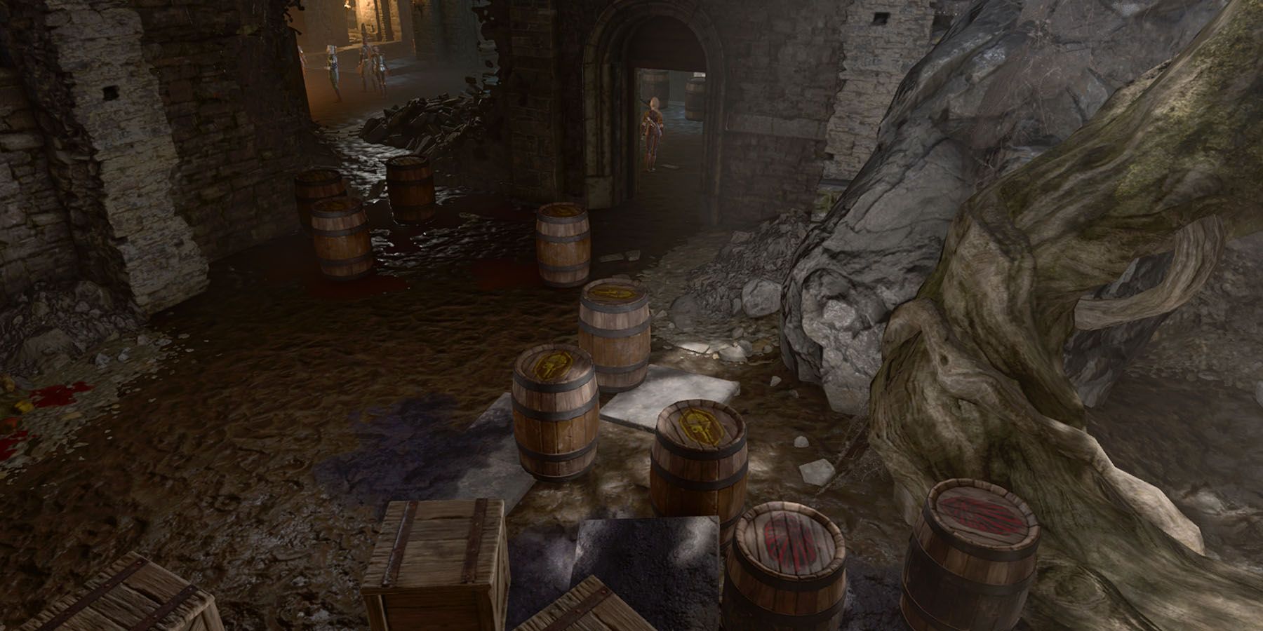 A Firewine Barrel among many items players can use as explosives