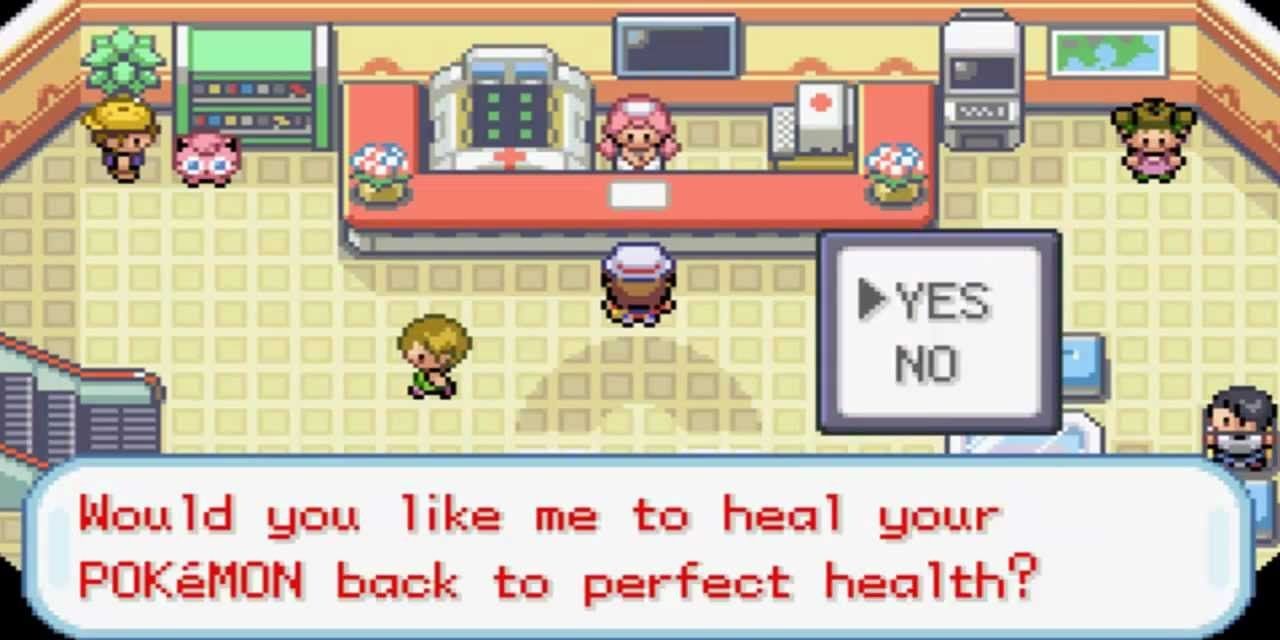 A Pokemon Center in Pokemon Fire Red