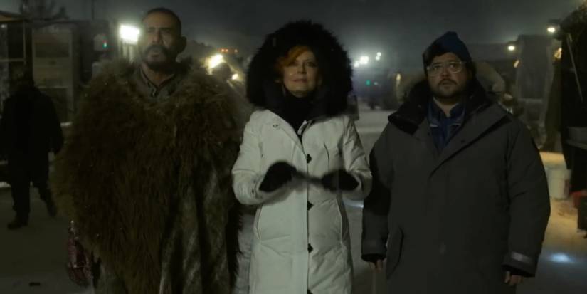 A scene featuring characters in Blue Beetle 