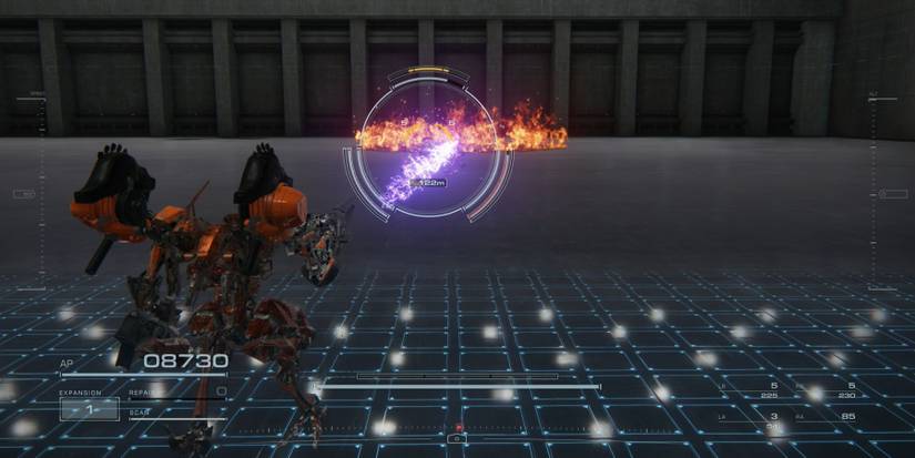 a player testing out their newly-built AC in the Test Area