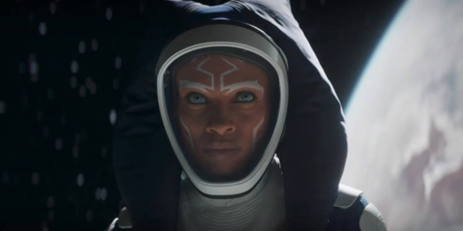 Ahsoka in a spacesuit in space in Ahsoka