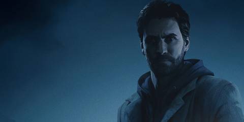 alan wake standing in a front of a foggy background