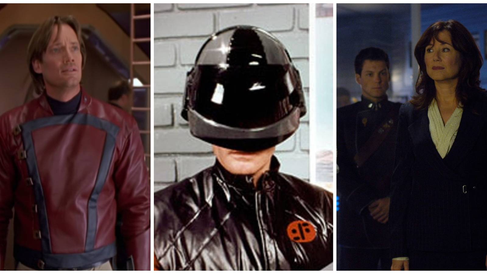 A collage showing images from Andromeda, V: The Miniseries, and Battlestar Galactica.