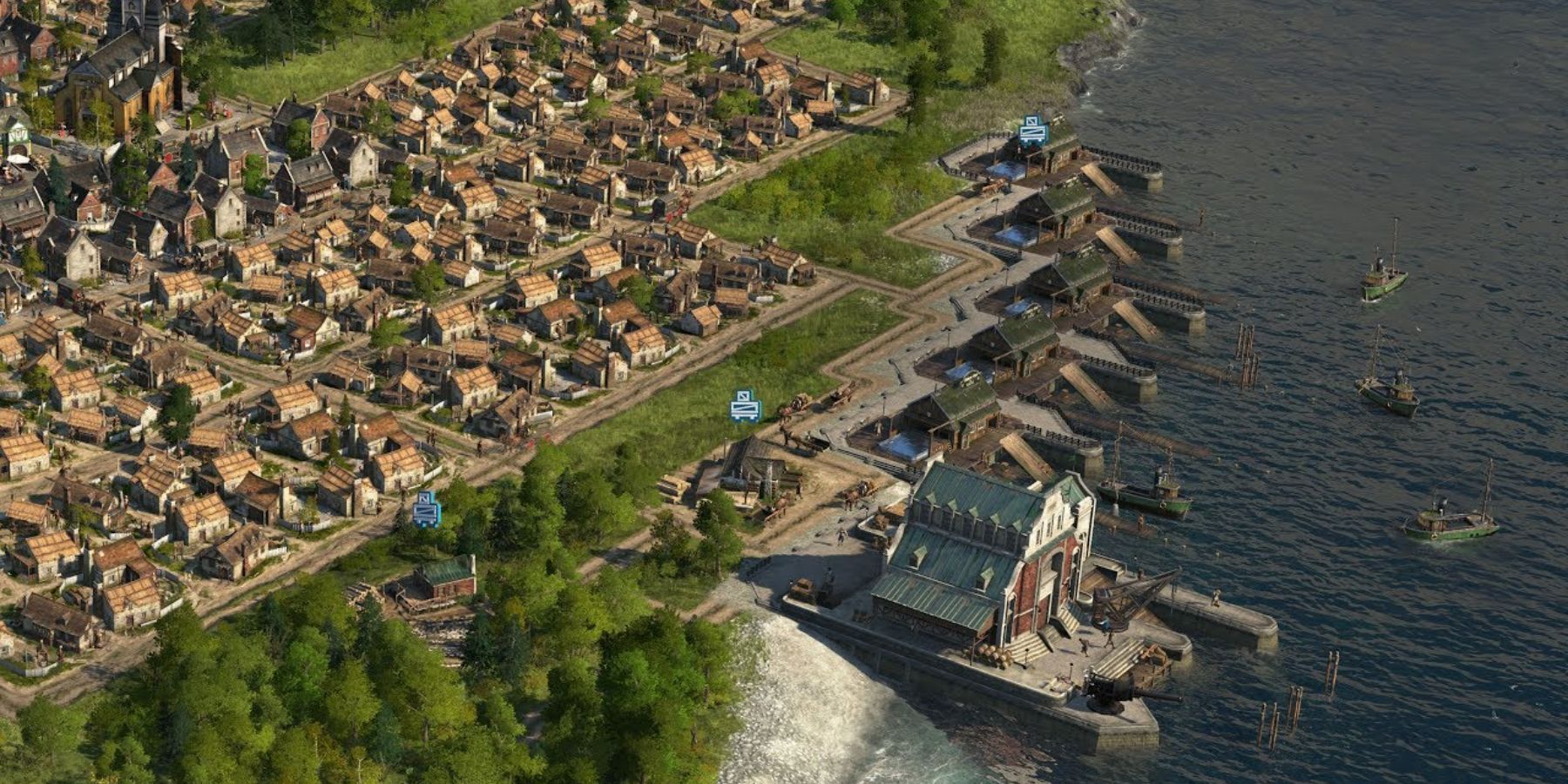 uma cidade costeira em Anno 1800