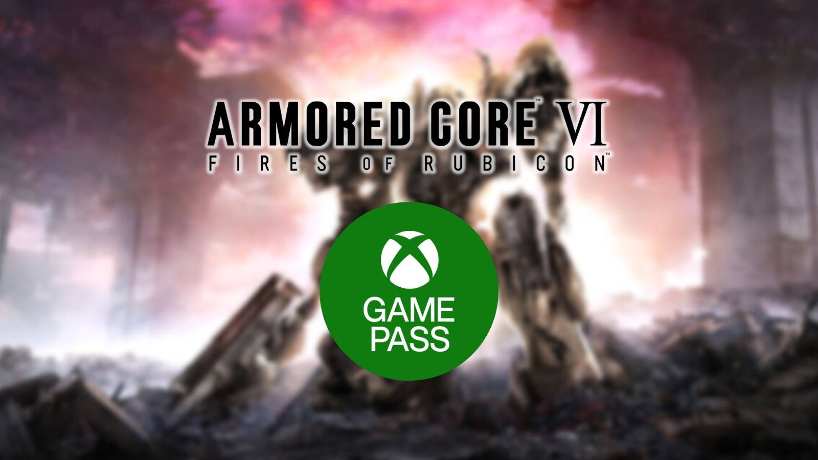 image showing game pass and armored core  6 logo. 