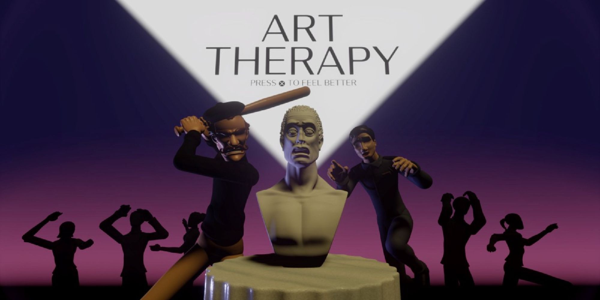 Cover art for the game, that shows two people in all black about to destroy a bust.