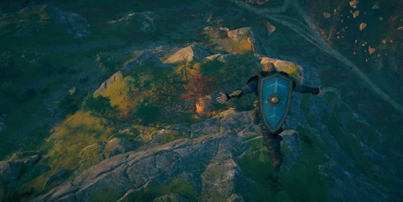 Eivor performing a leap of faith