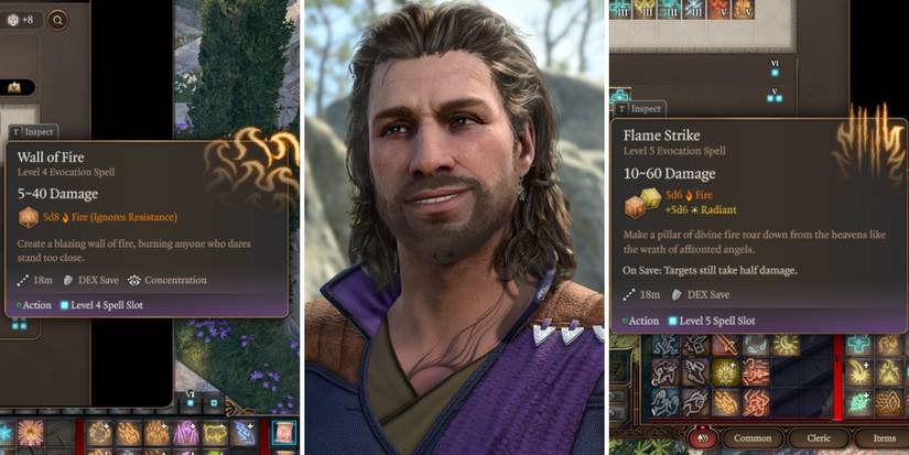 A grid showing two fire spells and Gale the Wizard from Baldur's Gate 3