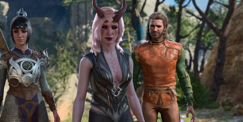 Baldur's Gate 3 Dragonborn with Shadowheart and Gale