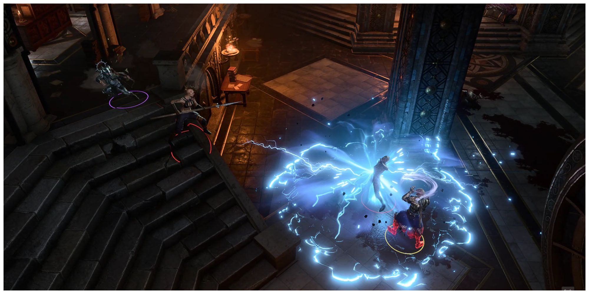 Baldur's Gate 3, efeito de feitiço de flecha relâmpago no Vault