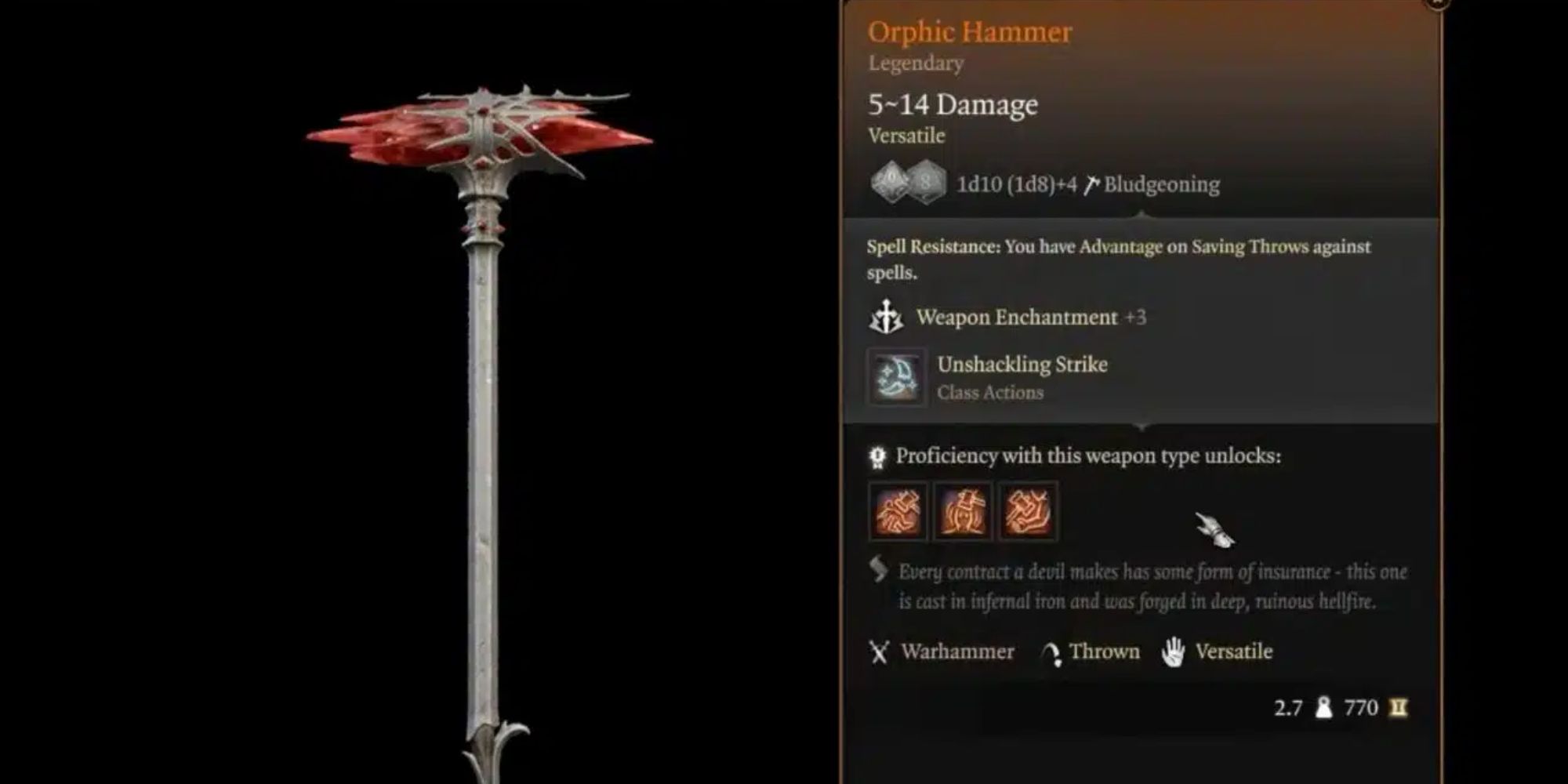 Baldur's Gate 3 Orphic Hammer