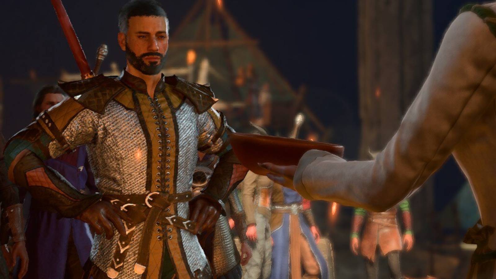 Baldur's Gate 3 - player's character accepting a gift