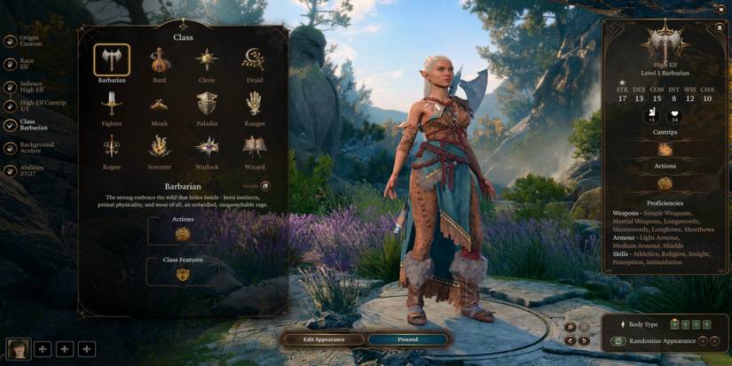 baldurs gate 3 character class selection